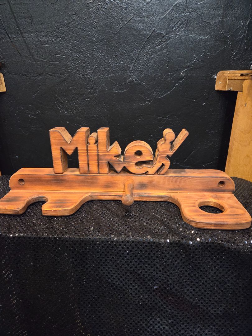 Mike Name Plate with Baseball player Bat,Glove and Ball Holder