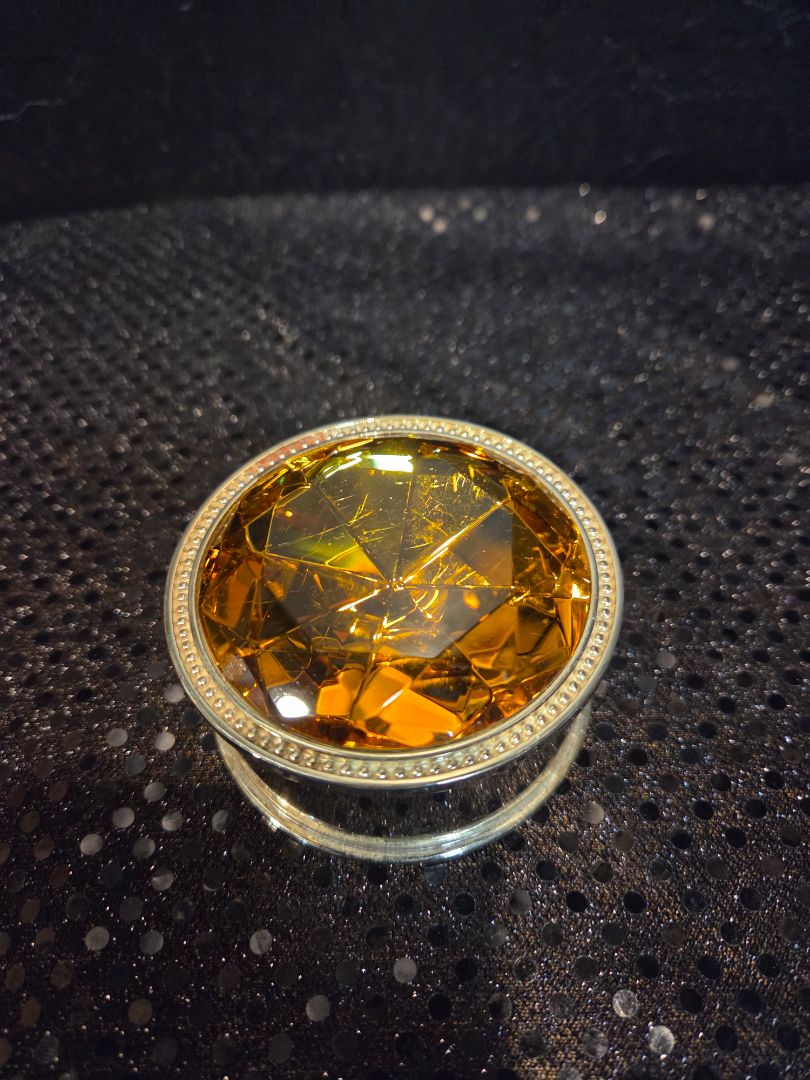 Amber Gemstone Trinket Box Felt Lined