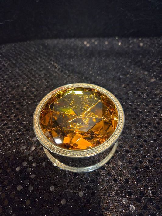 Amber Gemstone Trinket Box Felt Lined