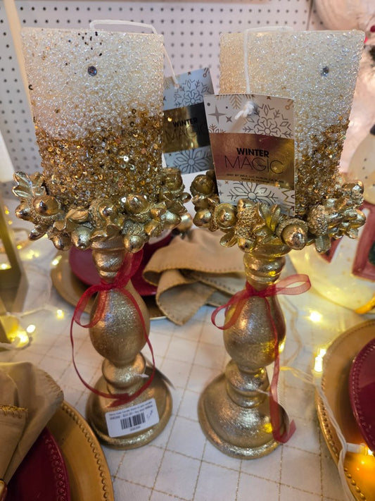 Fancy Gold Candle Sticks w/ gold candles