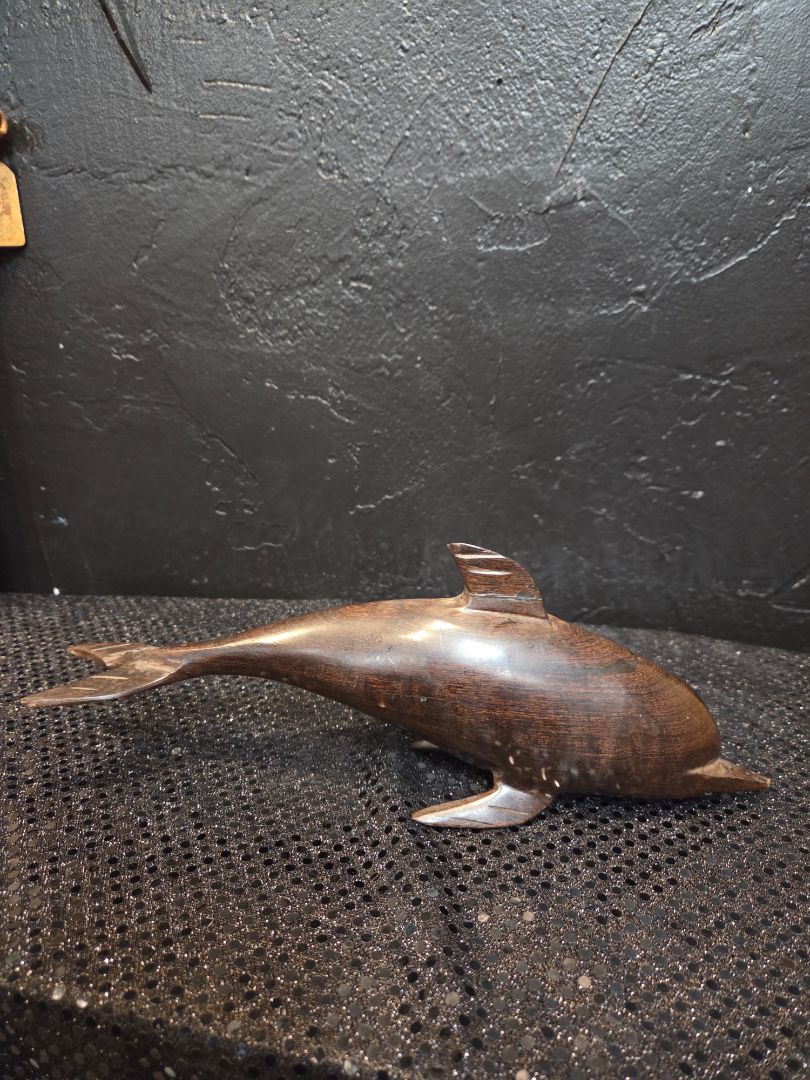 Vintage Hand Carved Dolphin Sculpture