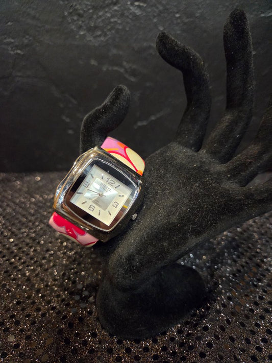Diesel Time Watch waterproof with pink/orange flowers