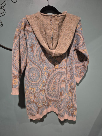Paisley Front Open Sweater (sz M)