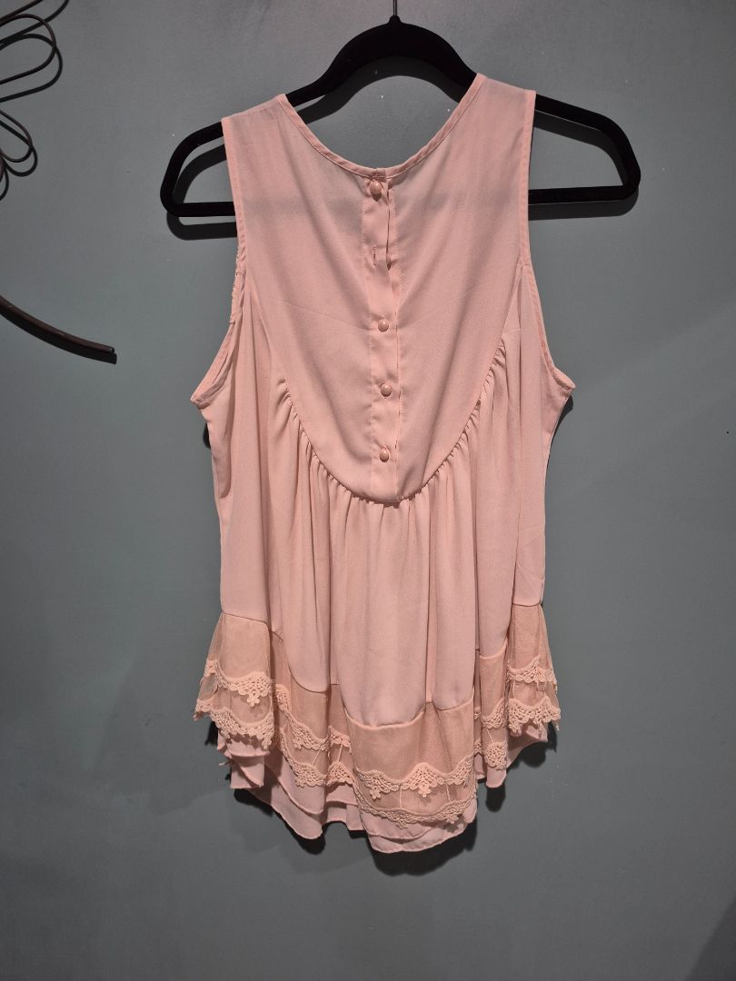 Pink Lace Top Sleeveless (sz L)