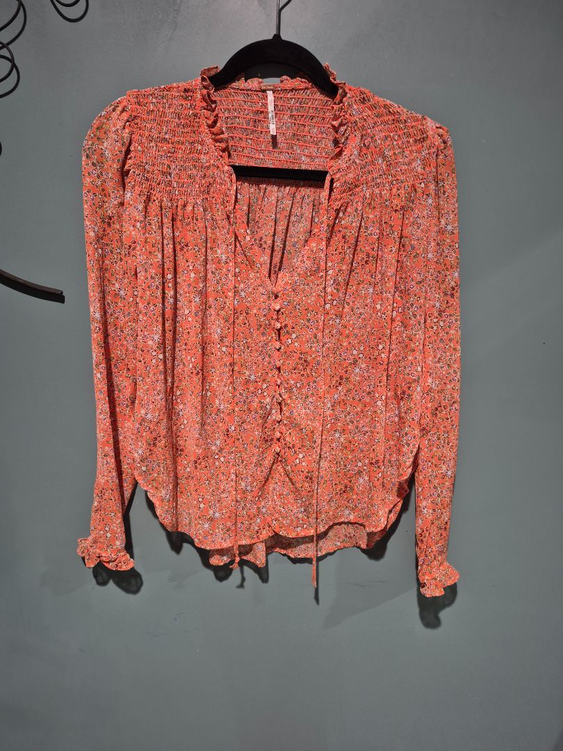 Free People Boho/Peasant Semi Sheer Top (sz XS)