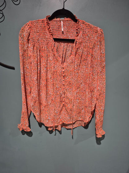 Free People Boho/Peasant Semi Sheer Top (sz XS)