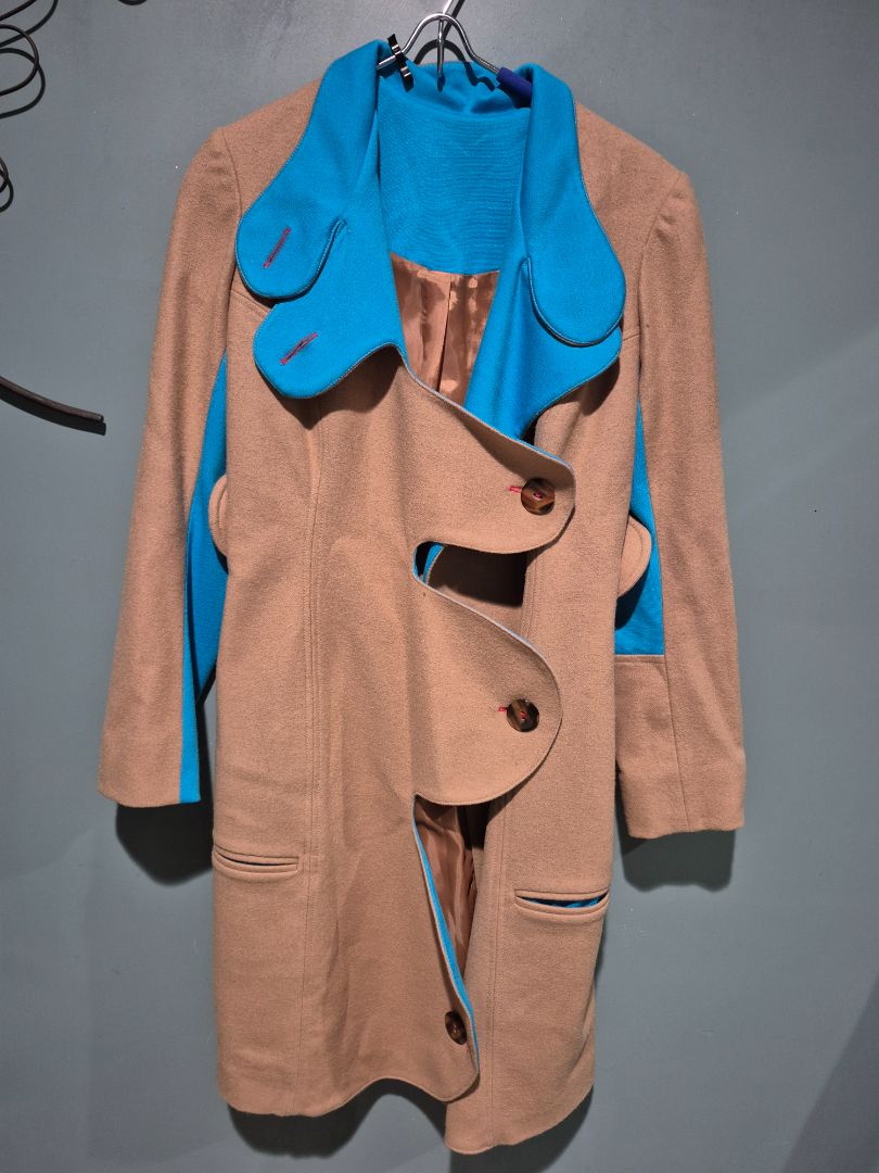 Julie Tierney Fashion Jacket Camel Color and Blue
