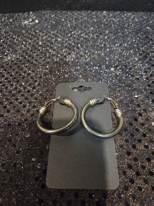 Silver Toned Metal Hoop Earrings