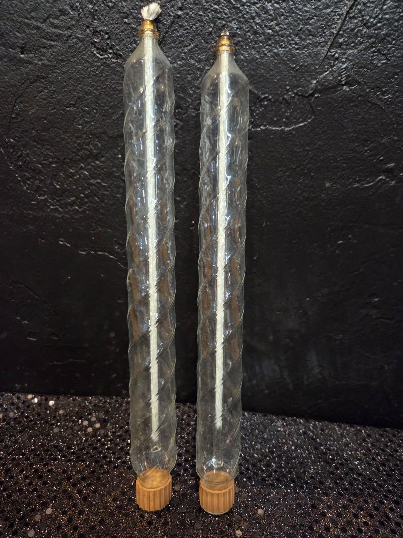 Vintage Flawless Firelight Glass Handblown Oil Candles for Lamp Swirl set of 2