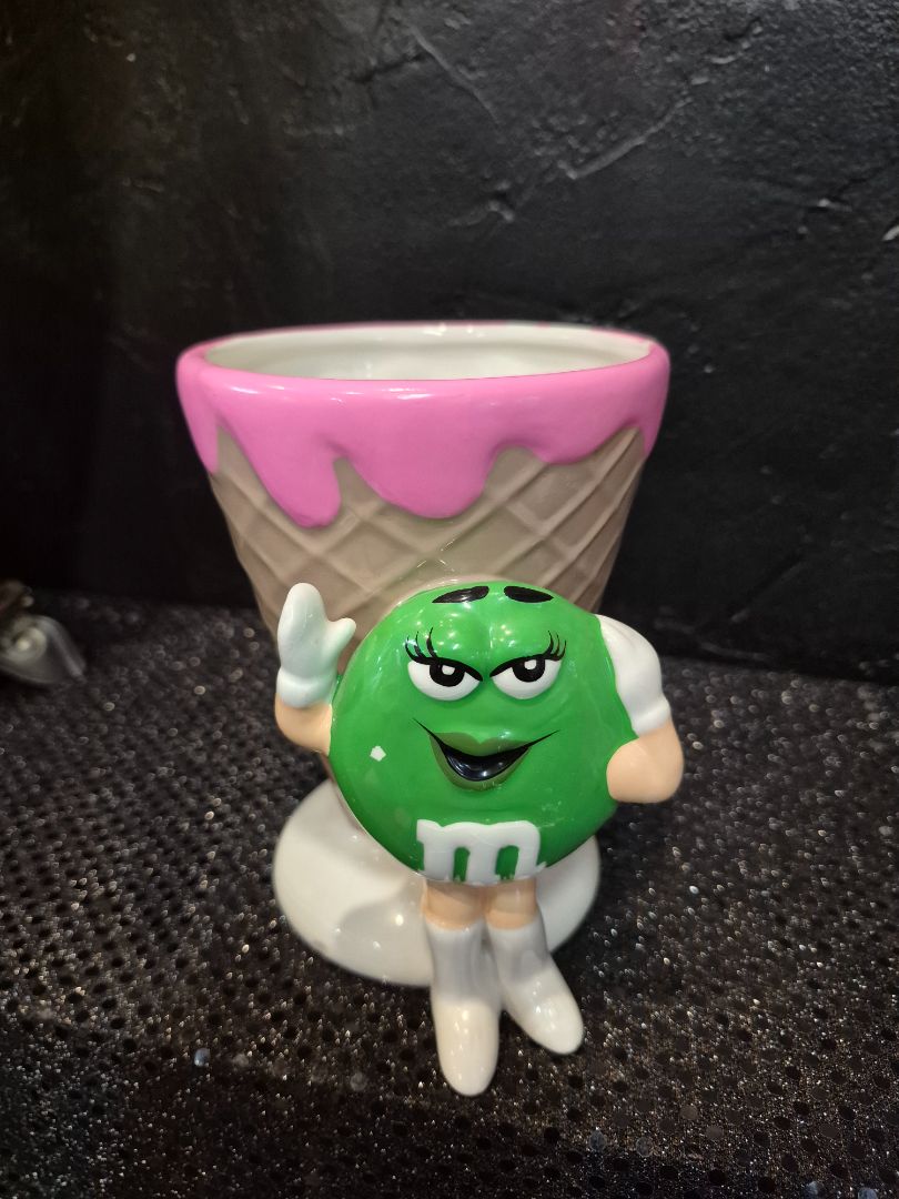M&M Green Ice Cream Cone Sundae Ceramic Cup