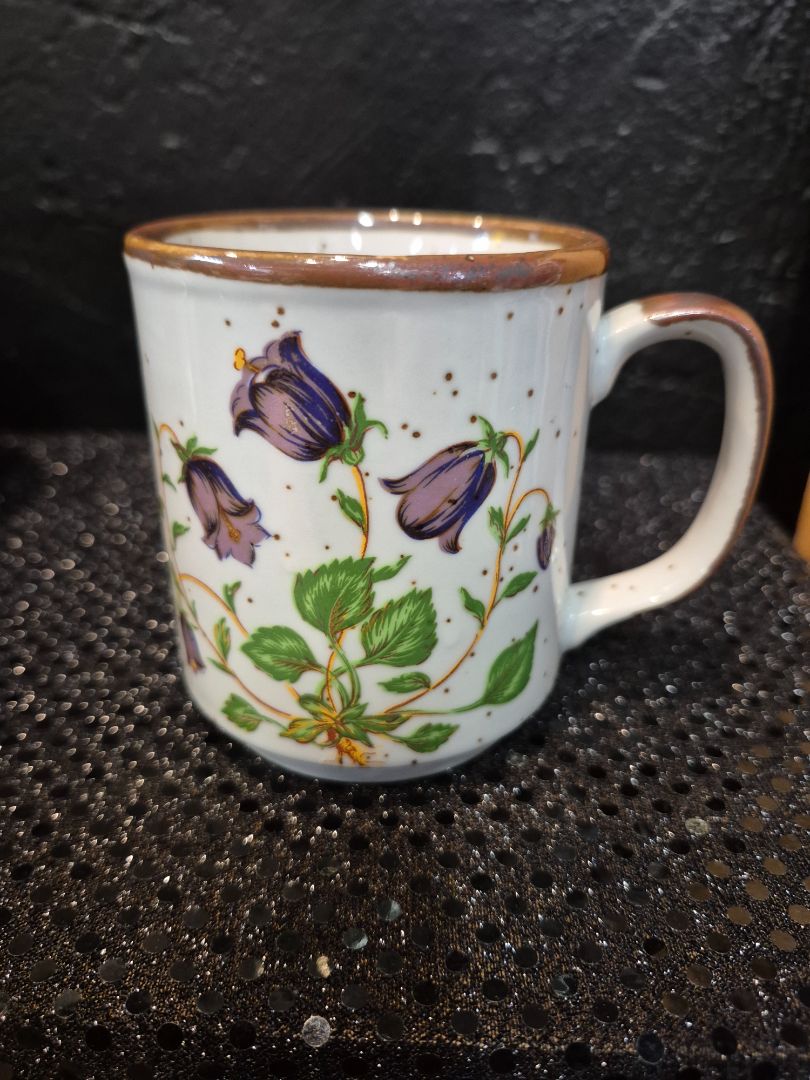 Hearth Side Buffet Ware Mug Purple Flowered Stoneware