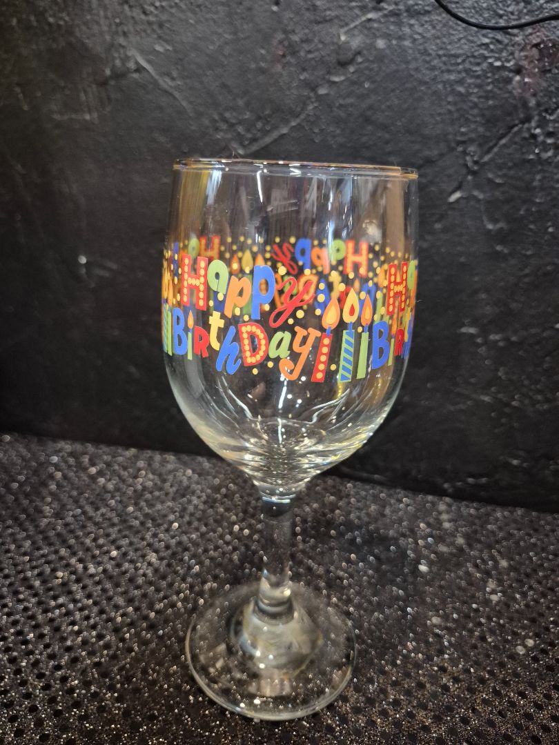 Happy Birthday Wine Glass