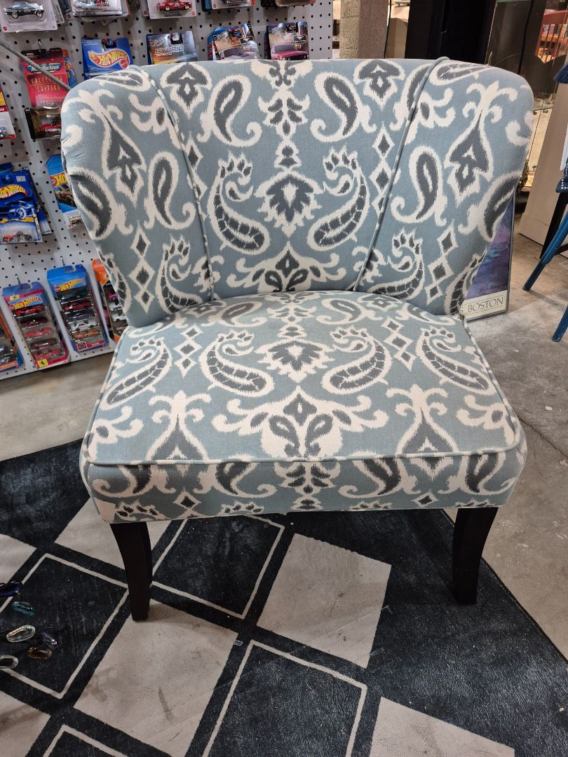 Blue Floral Accent Chair