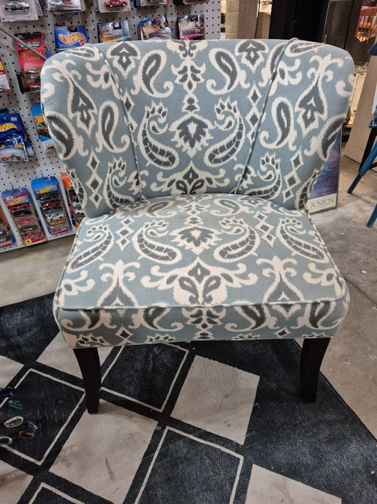 Blue Floral Accent Chair