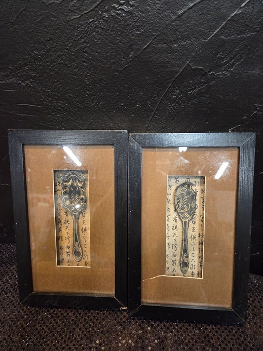 Antique Japanese Wood Block Spoon Set