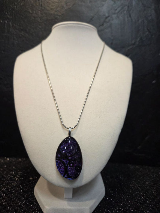 Jewelry Dichronic Glass Pendant Purple and Black