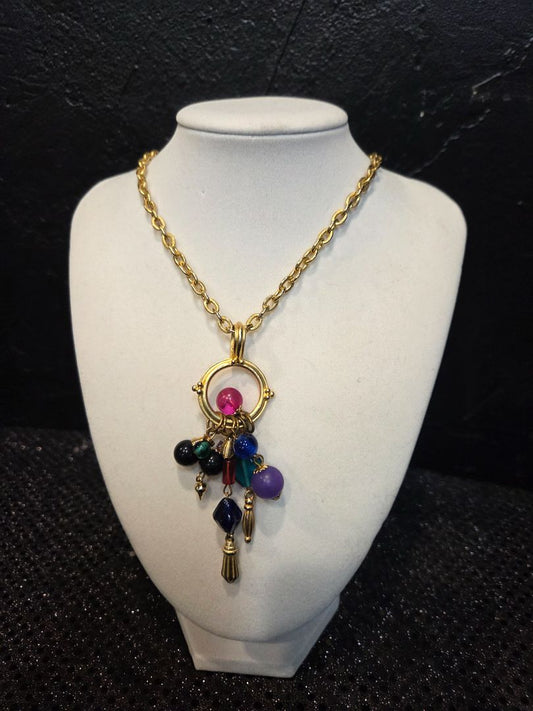 Jewelry Gold Toned Necklace with Multiple charms