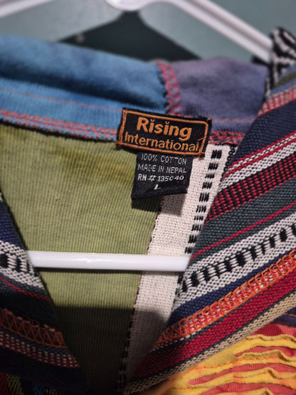 Rainbow Multicolor Patchwork Utility Jacket Large