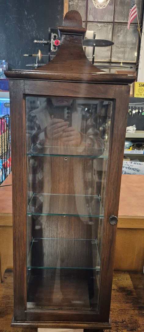 Antique Wooden Curio Tabletop Display Cabinet