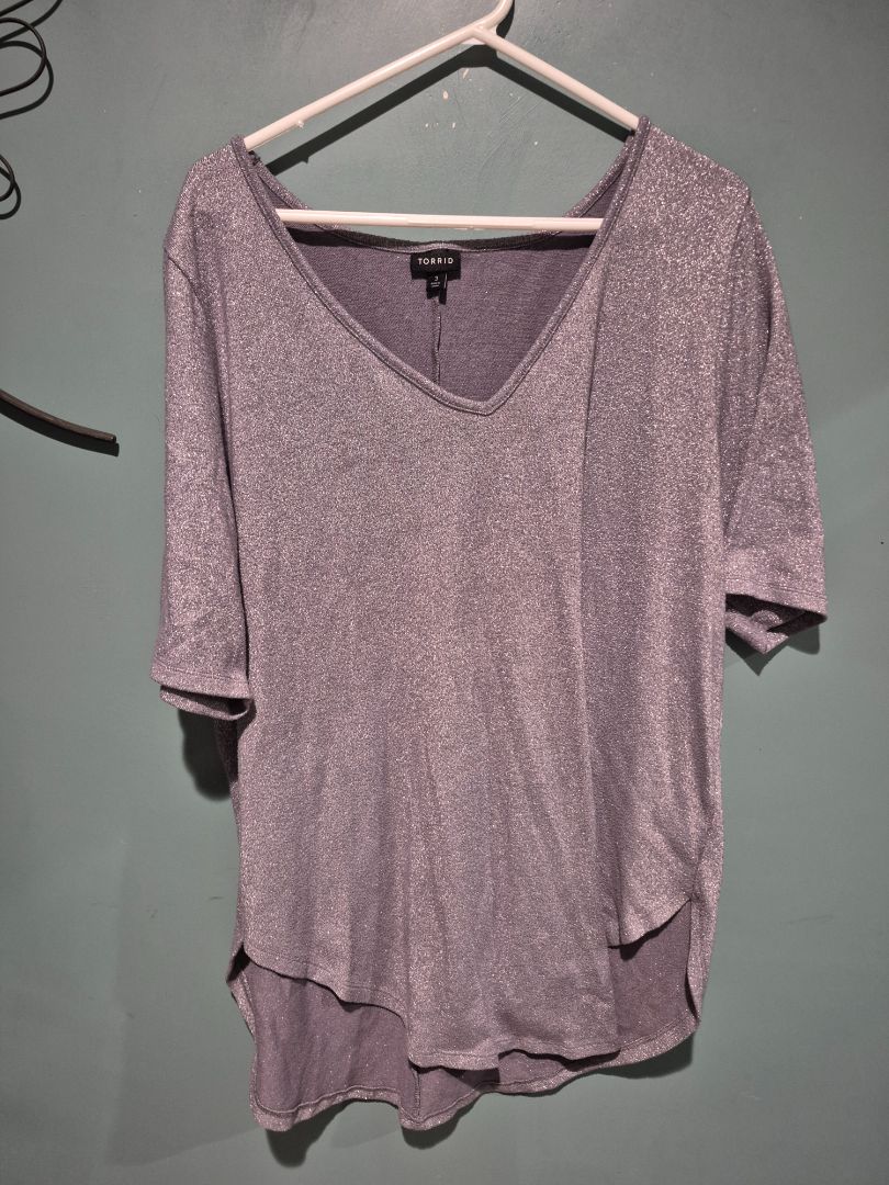 Torrid 3 Short Sleeve Silver Top
