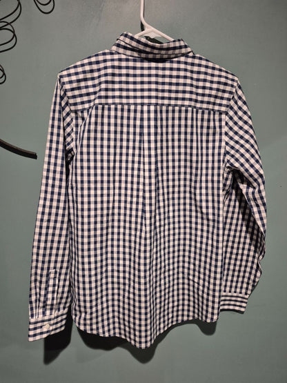 L.L.Bean Medium Plaid Blue/White Long Sleeve Button Down Shirt