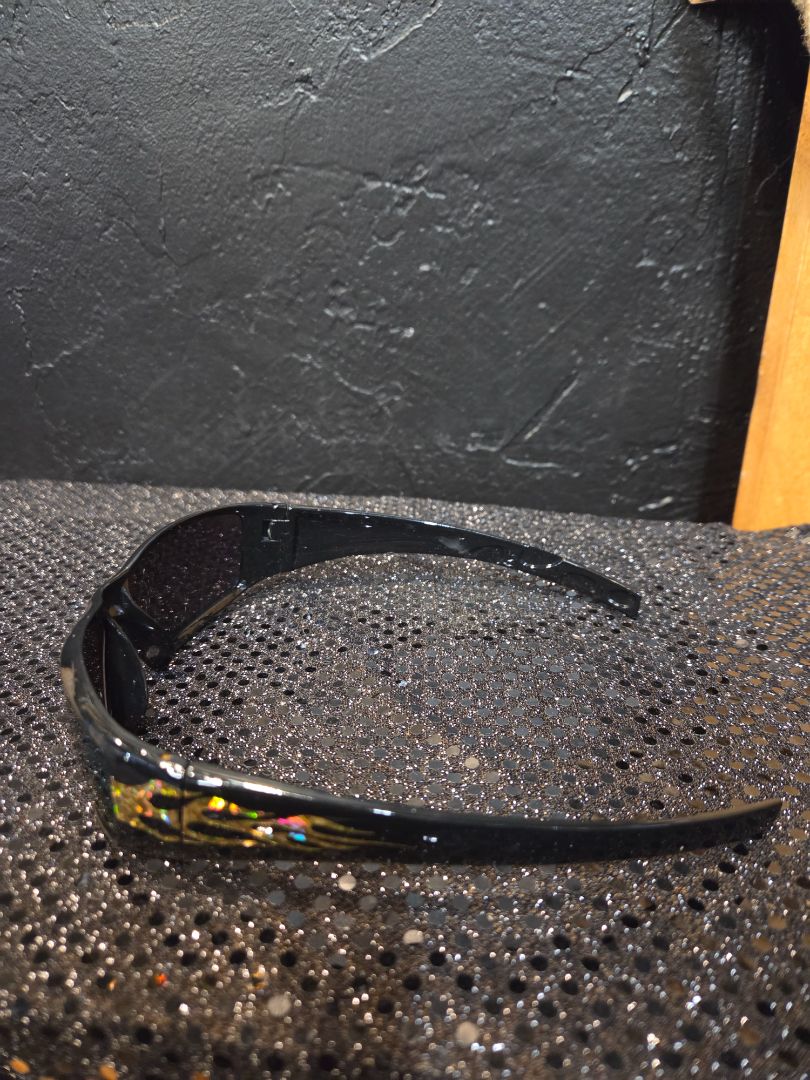 Sport Sunglasses Silver Flames on Arms