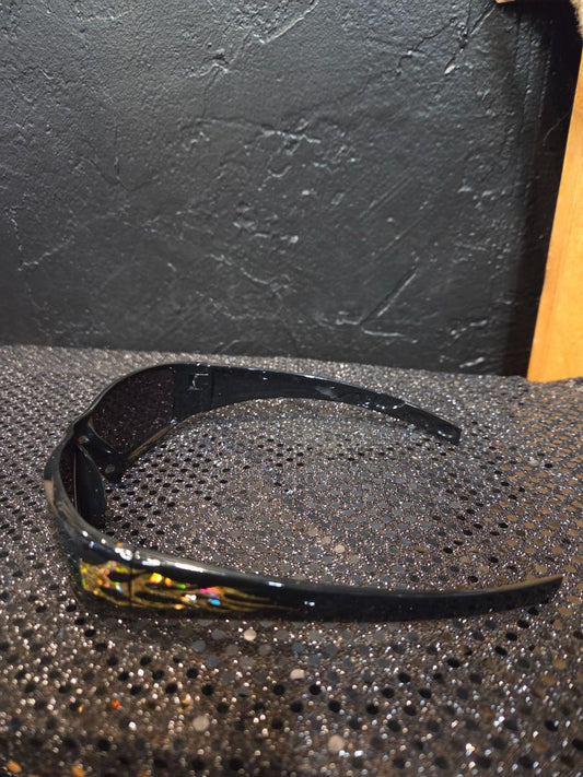 Sport Sunglasses Silver Flames on Arms