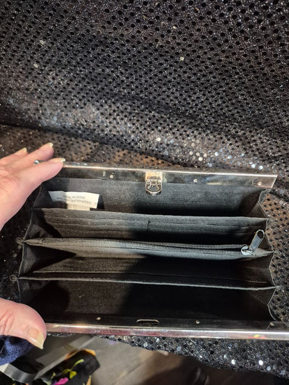 Black Faux Crocodile Embossed Cloth Wallet