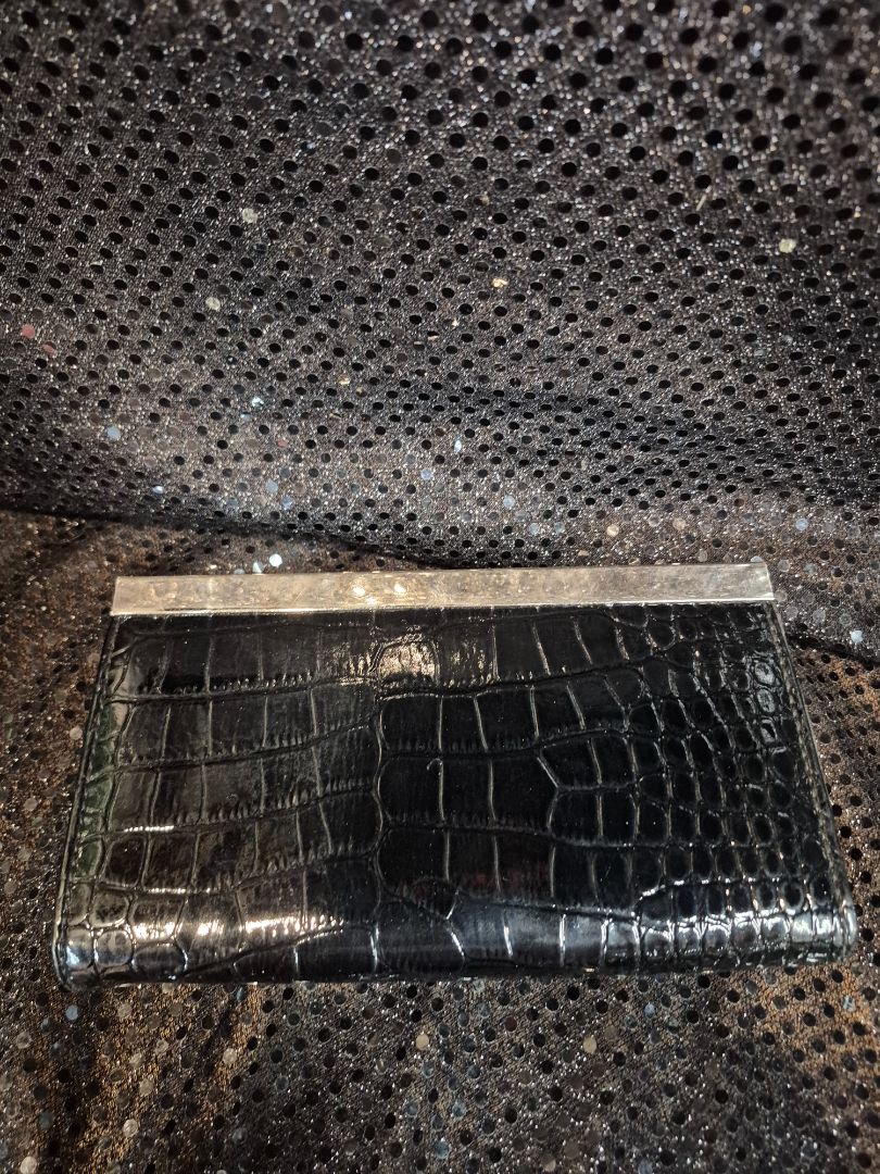 Black Faux Crocodile Embossed Cloth Wallet