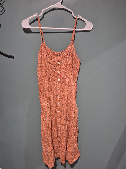 Derek Heart Medium Orange and Pink Flower Dress