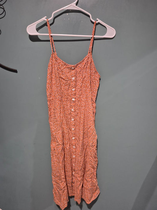 Derek Heart Medium Orange and Pink Flower Dress