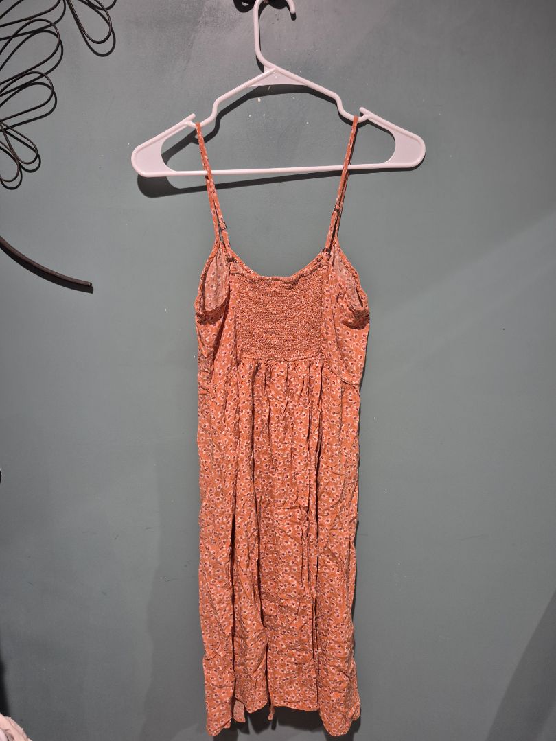 Derek Heart Medium Orange and Pink Flower Dress