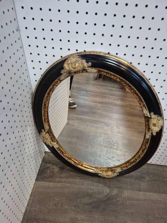 Black/Gold Oval Mirror 24x21