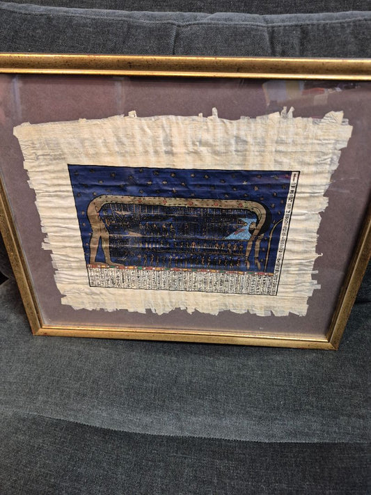 Egyptian Art Painting of Sky Goddess Nut on Papyrus Framed