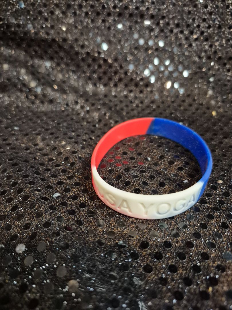 USA YOGA Blue and White Silicone wristband