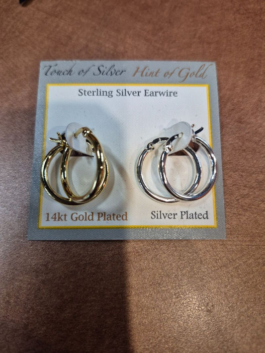 Touch of Silver Hint of Gold Hoop Earrings