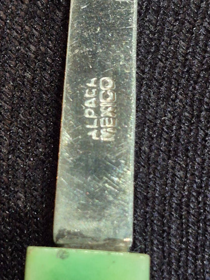 Vintage Alpaca Mexico Jade Handle Souvenir Spoon