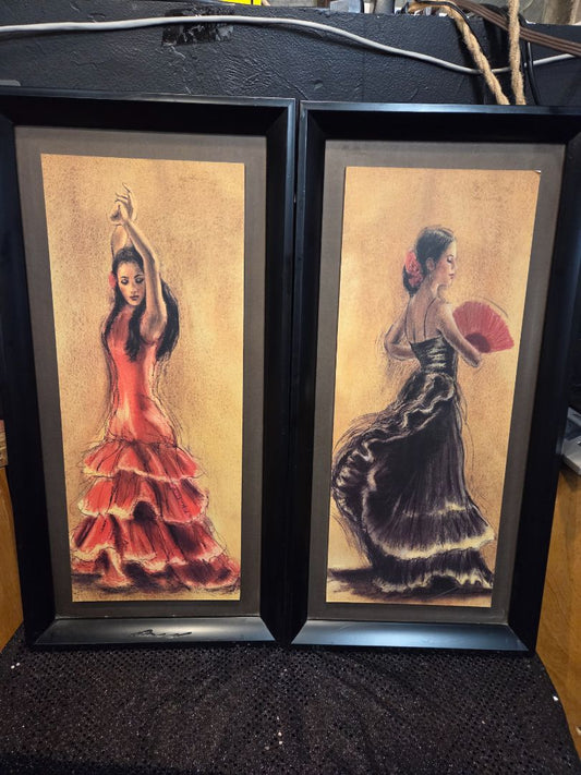 Art Flamenco Dancing Girls set of 2