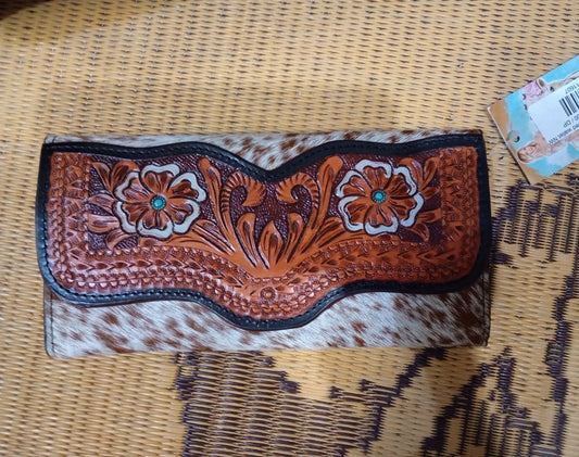 Haute Southern Hide Tooled wallet NWT