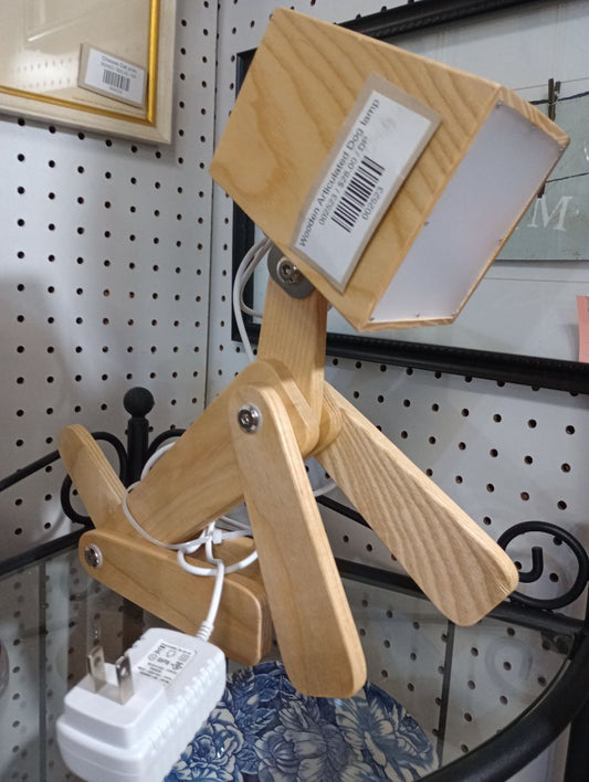 Wooden Articulated Dog lamp