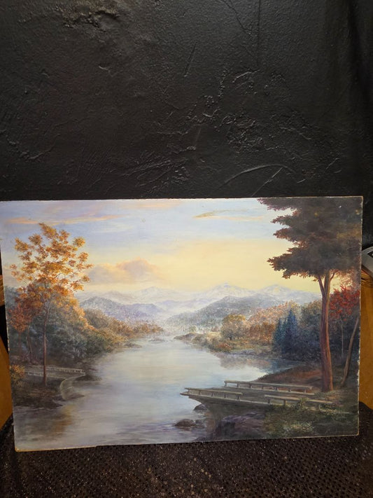 Signed Richards Oil Painting Broken Bridge