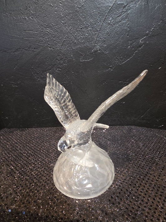 Vintage Cristal D'Arques France ClearLead Crystal Glass Eagle w/Fish in talons