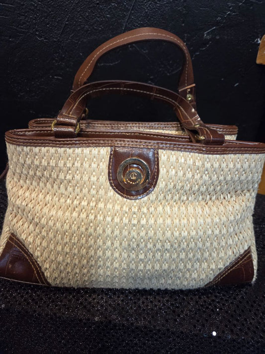 CL America Women Bag Straw and Brown Faux Leather
