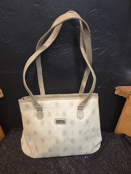 Vintage Bruno Lorelli Faux Leather Shoulder Bag light beige