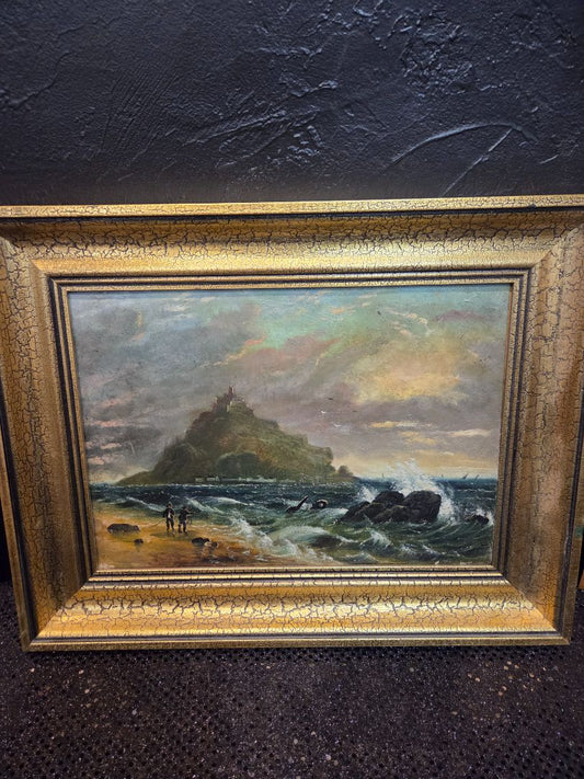 Gold Framed Oil Painting Ocean shipwreck
