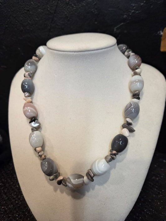 Botswana Agate Tube Stone Necklace