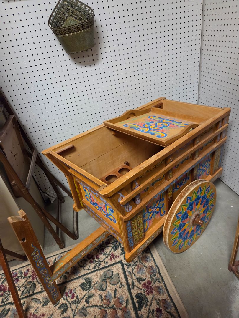 VTG Ox Cart Joaquin Chaverri Costa Rica Fabrica De Bar Hand Painted