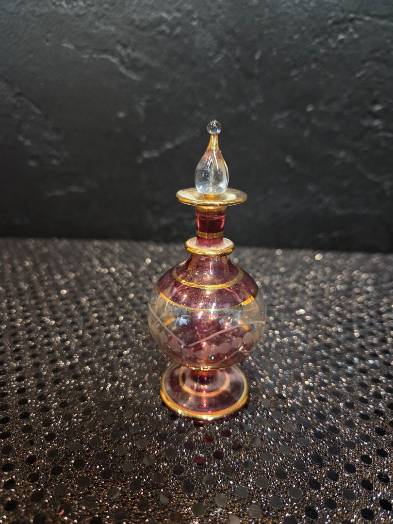 Vintage Egyptian Hand Blown Glass Perfume Bottle