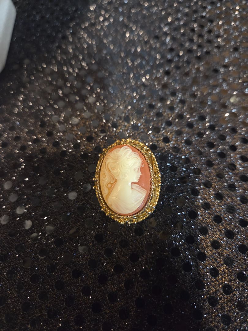 Vintage Cameo Lady Brooch