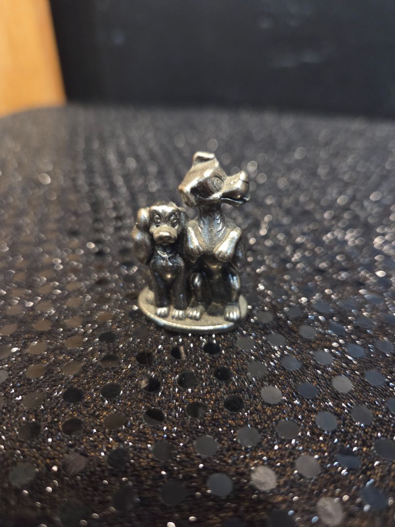 Vintage Pewter Lady and the Tramp from Disney Monopoly